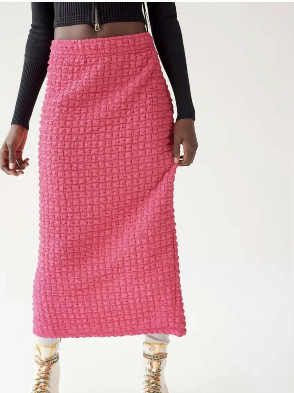 Urban Outfitters Hot Pink Textured Maxi Skirt